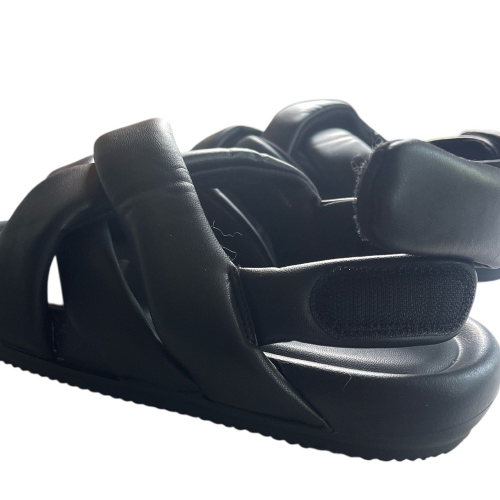 H&M Black Women's Chunky Leather Cross Strap Sandals US  9‎  UK 40 - Picture 7 of 10